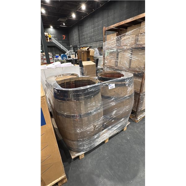 PALLET OF 4 WOODEN BARRELS