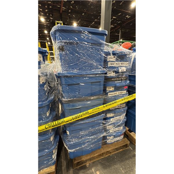 PALLET OF ASSORTED SET DEC ITEMS- POLICE VESTS, LOG BOOKS, VALET TAGS, WALKIE TALKIES, POLICE