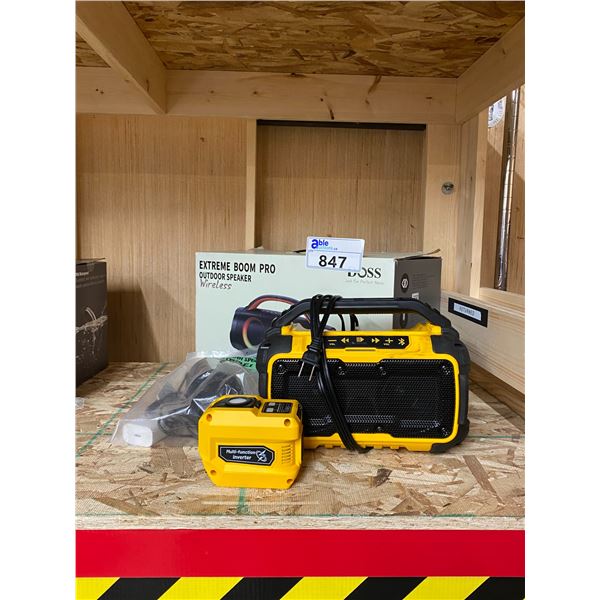 DEWALT BLUETOOTH RADIO, 2 BLUETOOTH SPEAKERS & POWER INVERTER