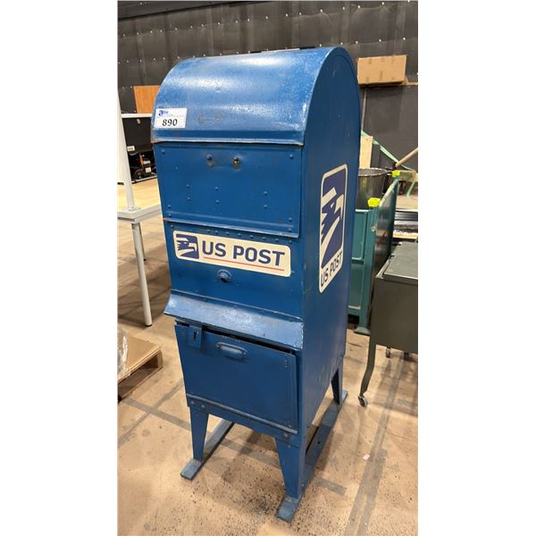 BLUE METAL VINTAGE US POSTAL BOX