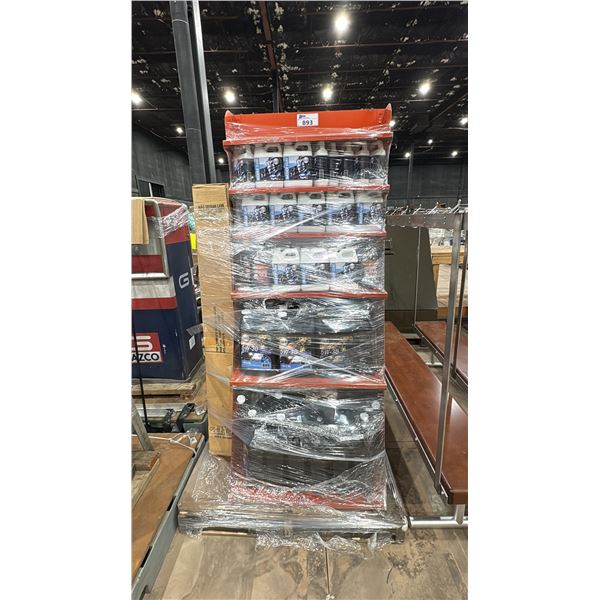 RETAIL DISPLAY OF EMPTY PROP OIL CONTAINERS & RETAIL SIGN STANDS