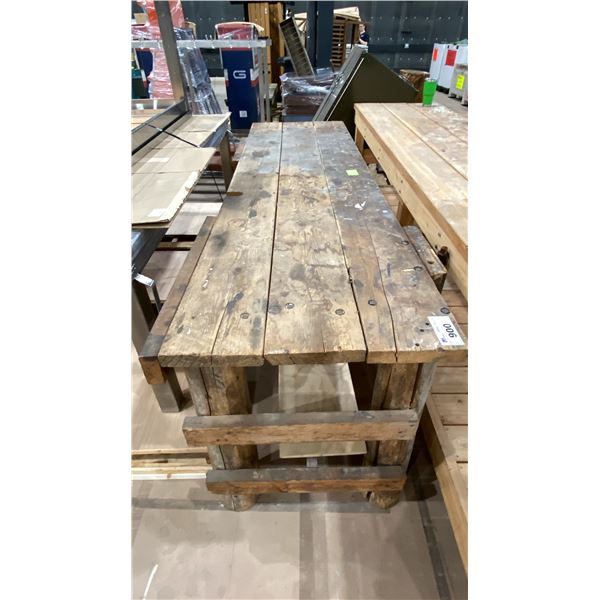 LARGE WOODWORKING TABLE WITH VICE