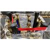 Image 2 : BRASS STANCHIONS WITH BLUE VELVET ROPE & 4 BLACK ULINE RETRACTABLE CROWD CONTROL BARRIERS