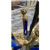 Image 3 : BRASS STANCHIONS WITH BLUE VELVET ROPE & 4 BLACK ULINE RETRACTABLE CROWD CONTROL BARRIERS
