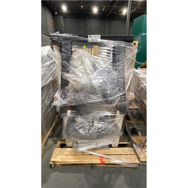 PALLET OF ASSORTED SAWHORSES, RACKS & PROP ITEMS