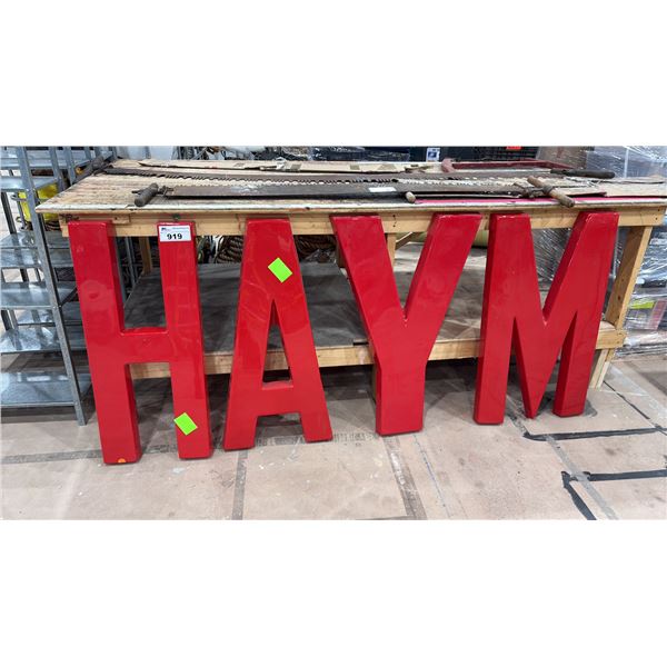 "HAYM" RED WALL MOUNT LETTERS
