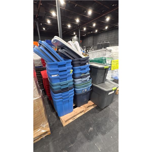 PALLET OF ASSORTED STORAGE BINS