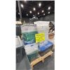 Image 1 : PALLET OF ASSORTED FROG BOXES, MAIL CRATES & SHOPPING BASKETS & STORAGE BINS