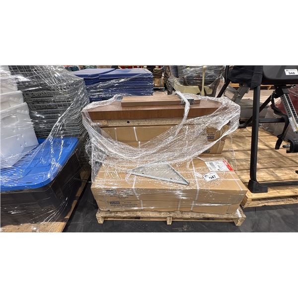 PALLET OF ULINE SOLID WALL MOUNT SHELVING