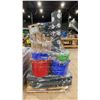 Image 1 : PALLET OF ASSORTED GYM EQUIPMENT- FLOOR MATS, CORK & YOGA MATS, MMA TRAINING STAND, EXERCISE