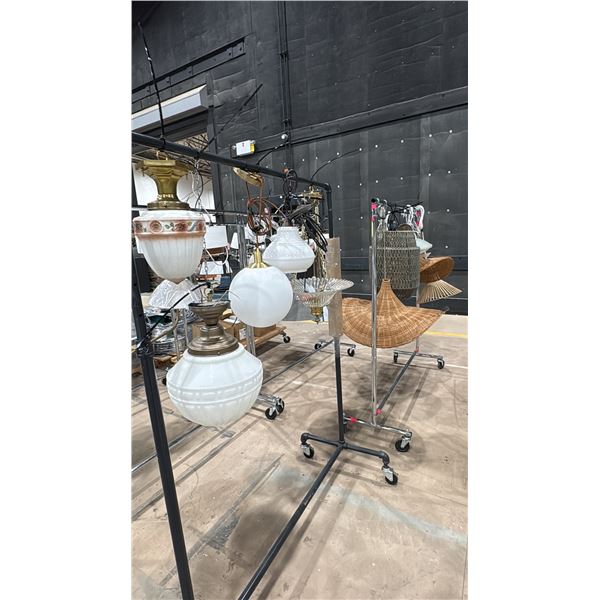 2 ROLLING RACKS OF ASSORTED LIGHT FIXTURES