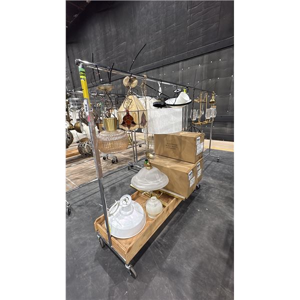 2 ROLLING RACKS OF ASSORTED LIGHT FIXTURES