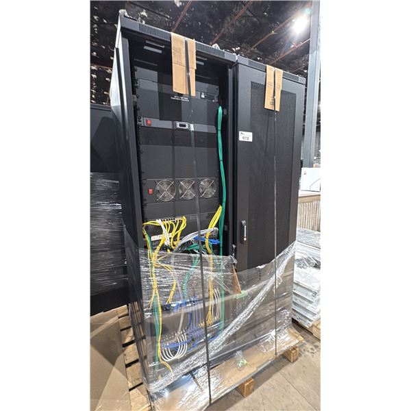 2 LARGE MOBILE SERVER RACKS WITH ELECTRONIC CONTENTS