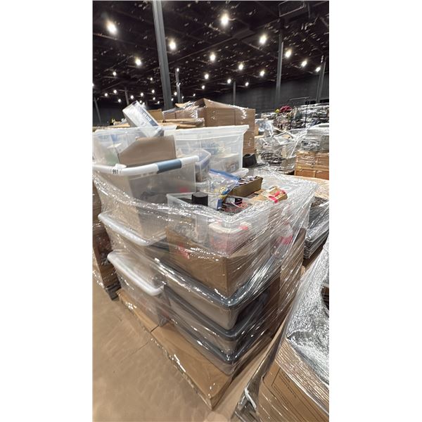 PALLET OF ASSORTED ELECTRICAL COMPONENTS, SPRAY PAINT, CAULKING & HARDWARE