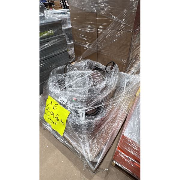 PALLET OF 6 CHINA HAT LIGHTS WITH CAGES