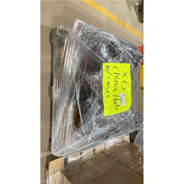 PALLET OF 6 CHINA HAT LIGHTS WITH CAGES