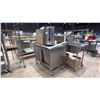 Image 3 : 2 MOBILE ULINE STAINLESS STEEL COMMERCIAL PREP TABLES- 1 WITH SINK, LARGE GROUP OF ASSORTED