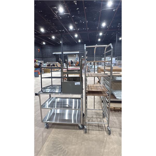 COMMERCIAL BAKERS RACK, MOBILE STAINLESS STEEL CART, MOBILE METAL SMALL TABLE & CART