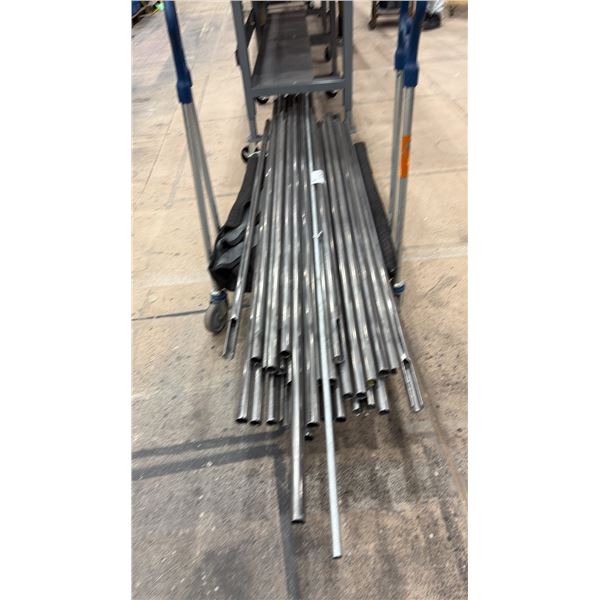 GROUP OF ASSORTED METAL POLES *CART NOT INCLUDED*
