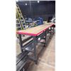 Image 2 : 2 ULINE ADJUSTABLE HEIGHT MOBILE WOOD TOP UTILITY TABLES