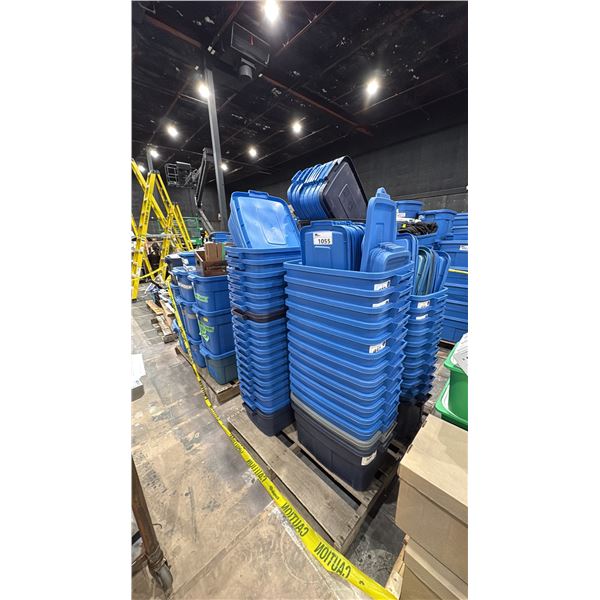PALLET OF ASSORTED STORAGE BINS & LIDS
