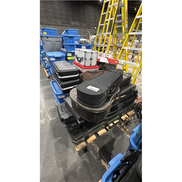 PALLET OF GUITAR CASES, INSTRUMENT CASES & HARDSHELL RIFLE CASES