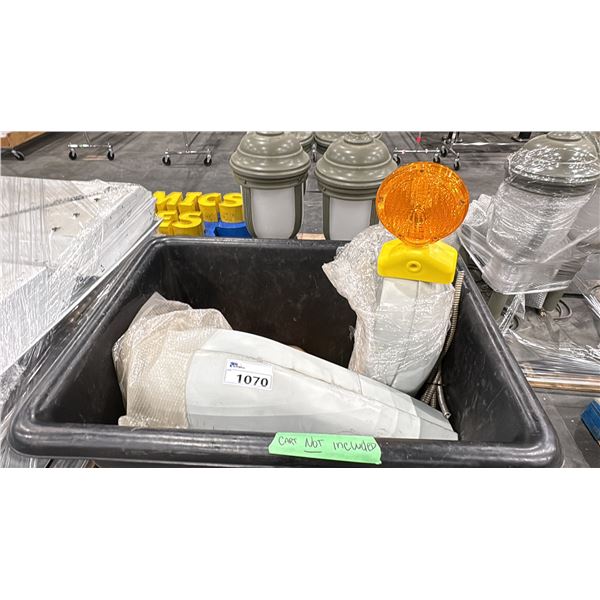 CONTENTS OF ROLLING BIN- COMMERCIAL STREET LIGHT HEADS & CONSTRUCTION REFLECTOR LIGHTS