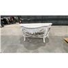 Image 3 : VINTAGE DINING TABLE WITH LEAF & WHITE D SHAPED HALL TABLE