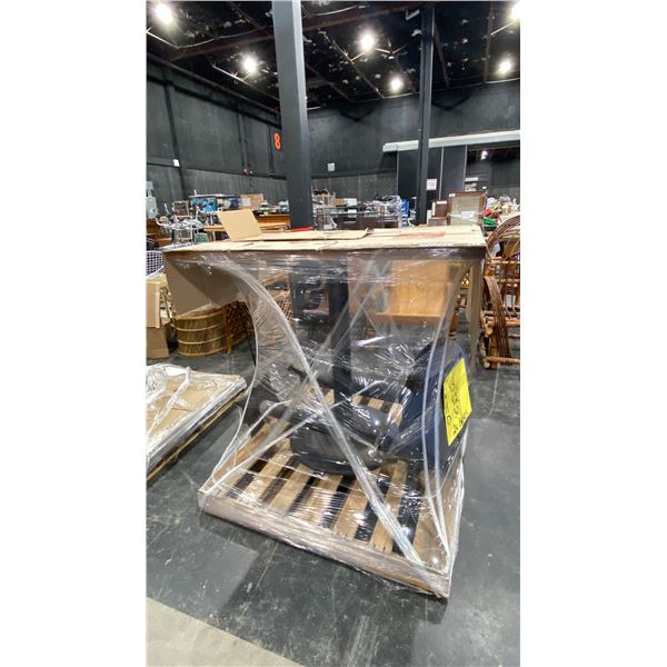 BAR HEIGHT WOOD TOP TABLE WITH 2 EXTRA BASES