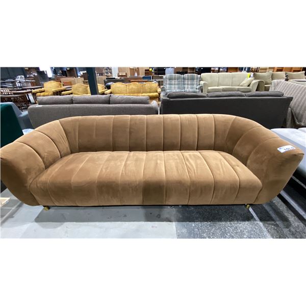 GROUP OF 6 PADDED BENCHES & BROWN COUCH
