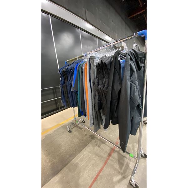 LARGE GROUP OF ASSORTED PRODUCTION COSTUME ITEMS-VESTS, SWEATER, COLLARED SHIRTS, SWEAT PANTS