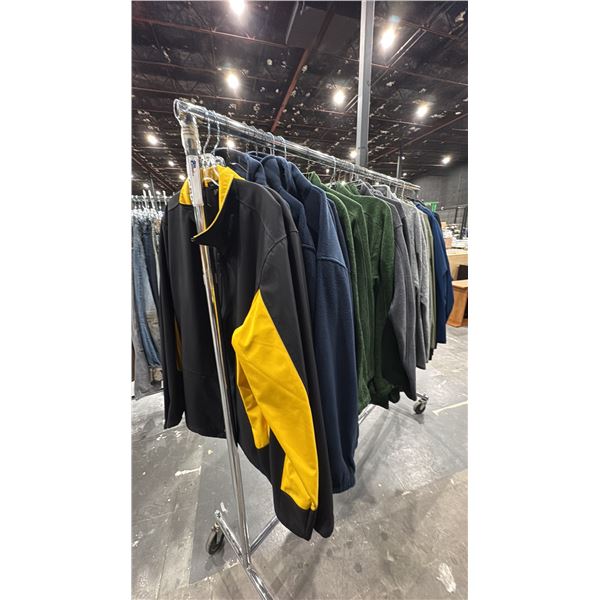 LARGE GROUP OF ASSORTED PRODUCTION COSTUME ITEMS- JACKETS & SWEATERS *RACK NOT INCLUDED*