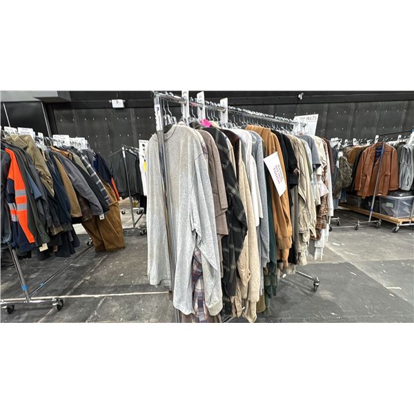 LARGE GROUP OF ASSORTED PRODUCTION COSTUME ITEMS- TSHIRTS, SWEATERS, LONG SLEEVES & FLANNELS