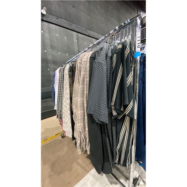LARGE GROUP OF ASSORTED PRODUCTION COSTUME ITEMS- DRESS SHIRTS & FLANNEL SHIRTS *RACK NOT INCLUDED*
