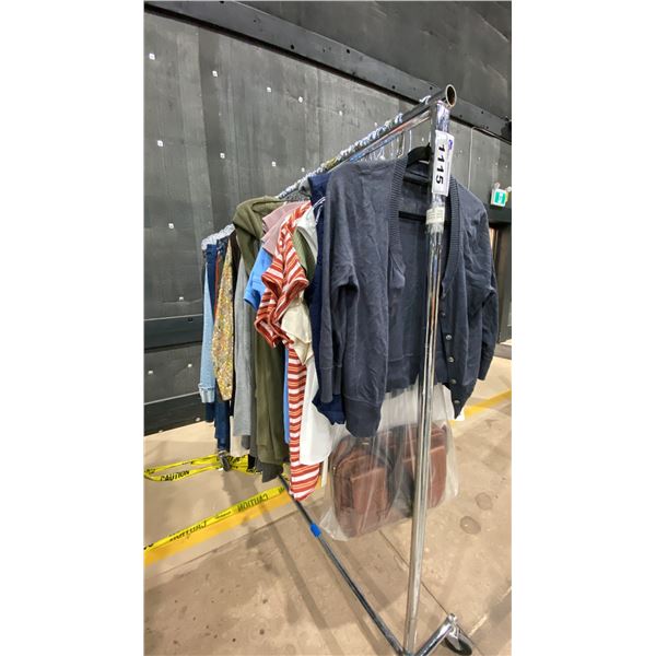 LARGE GROUP OF ASSORTED PRODUCTION COSTUME ITEMS-TSHIRTS, LONG SLEEVE, FLANNEL SHIRTS & JEANS