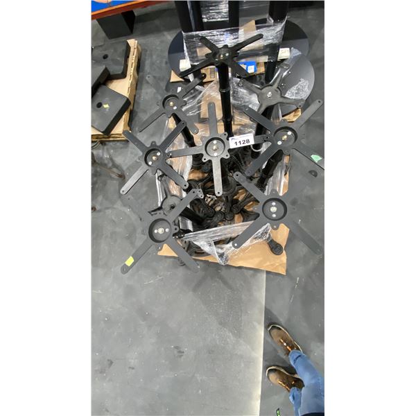 9 METAL TABLE BASES & 5 BLACK PLASTIC UMBRELLA BASES