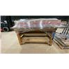 Image 2 : WOODEN WORKSHOP TABLE, STANDING MIRROR & 4 GOLD FRAMED CURVED TOP BUILD IN MIRRORS