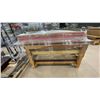 Image 3 : WOODEN WORKSHOP TABLE, STANDING MIRROR & 4 GOLD FRAMED CURVED TOP BUILD IN MIRRORS
