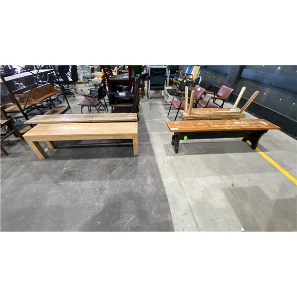 GROUP OF 5 ASSORTED WOODEN BENCHES
