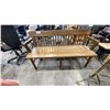 Image 2 : WOODEN BENCH WITH GOLD FRAMED GLASS SERVING CART & WICKER DECOR