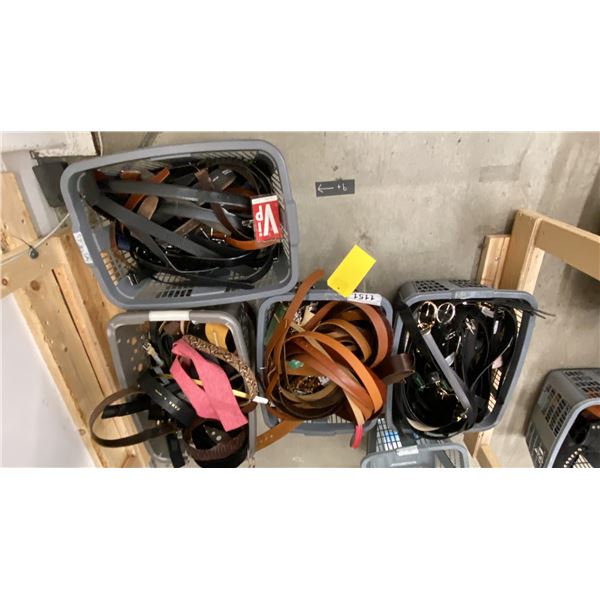 4 BASKETS OF ASSORTED BELTS
