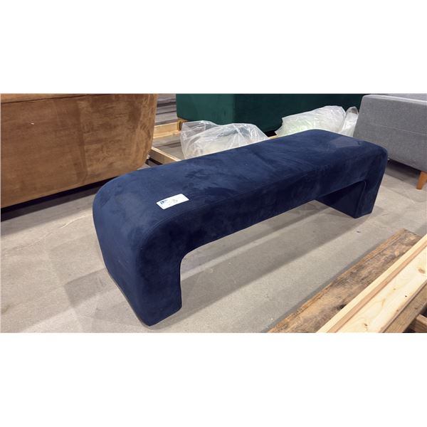 NAVY BLUE VELVET LOOK MODERN BENCH