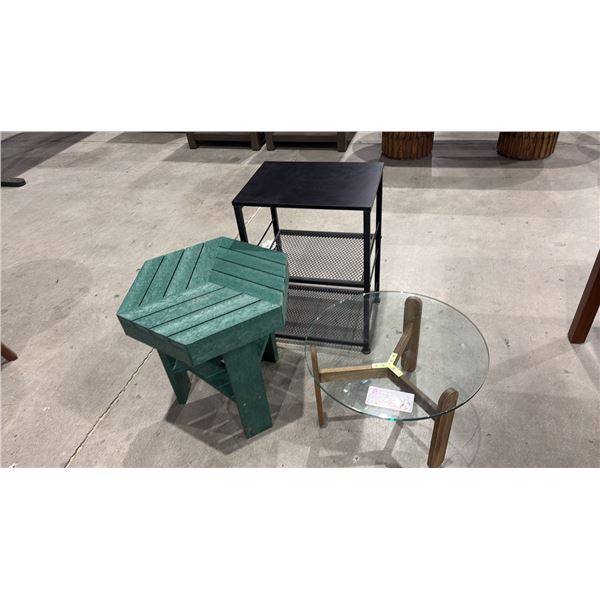 3 ASSORTED SIDE TABLES