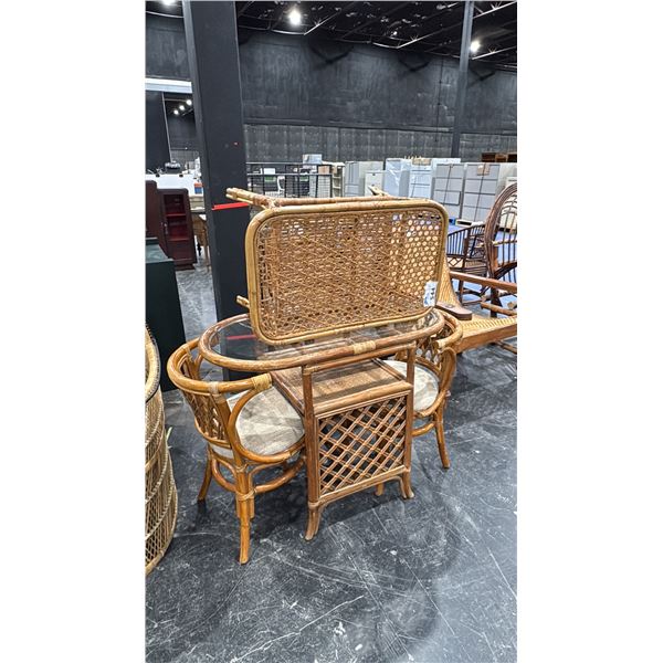 SMALL RATAN TABLE SET WITH 2 CHAIRS & RATAN TABLE