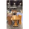 Image 2 : GROUP OF 5 PCS OF FURNITURE- GLASS FRONT 3 DOOR CABINET, 2 TABLES & 2 WOODEN STANDS