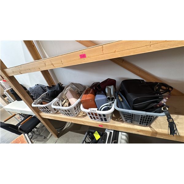 4 BASKETS OF ASSORTED PURSES