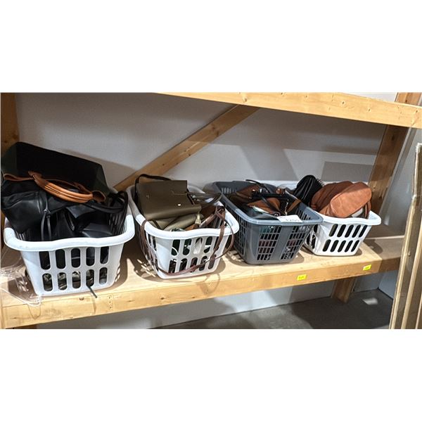 4 BASKETS OF ASSORTED PURSES