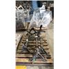 Image 2 : 3 METAL BAR HEIGHT BASES WITH PALLET OF ROUND TABLE TOPS