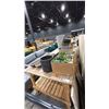 Image 1 : WOOD SHOP TABLE WITH CONTENTS- ASSORTED PLANTERS, PLANT STANDS & FAUX PLANTS