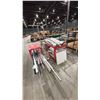Image 1 : 2 RED MOBILE CARTS WITH ASSORTED LIGHTING & 2 RACKS